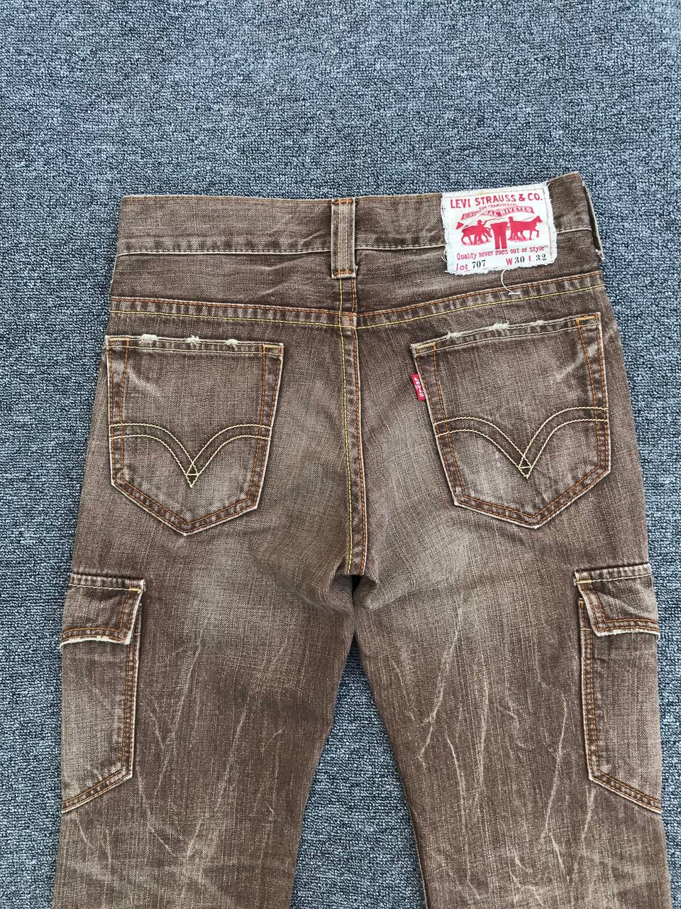 Levi's Vintage Levis 707 Flared bottom bell flash thunderstorm wash brown  faded patch pocket Levis (30x32.5 | yx_japan | REVERSIBLE
