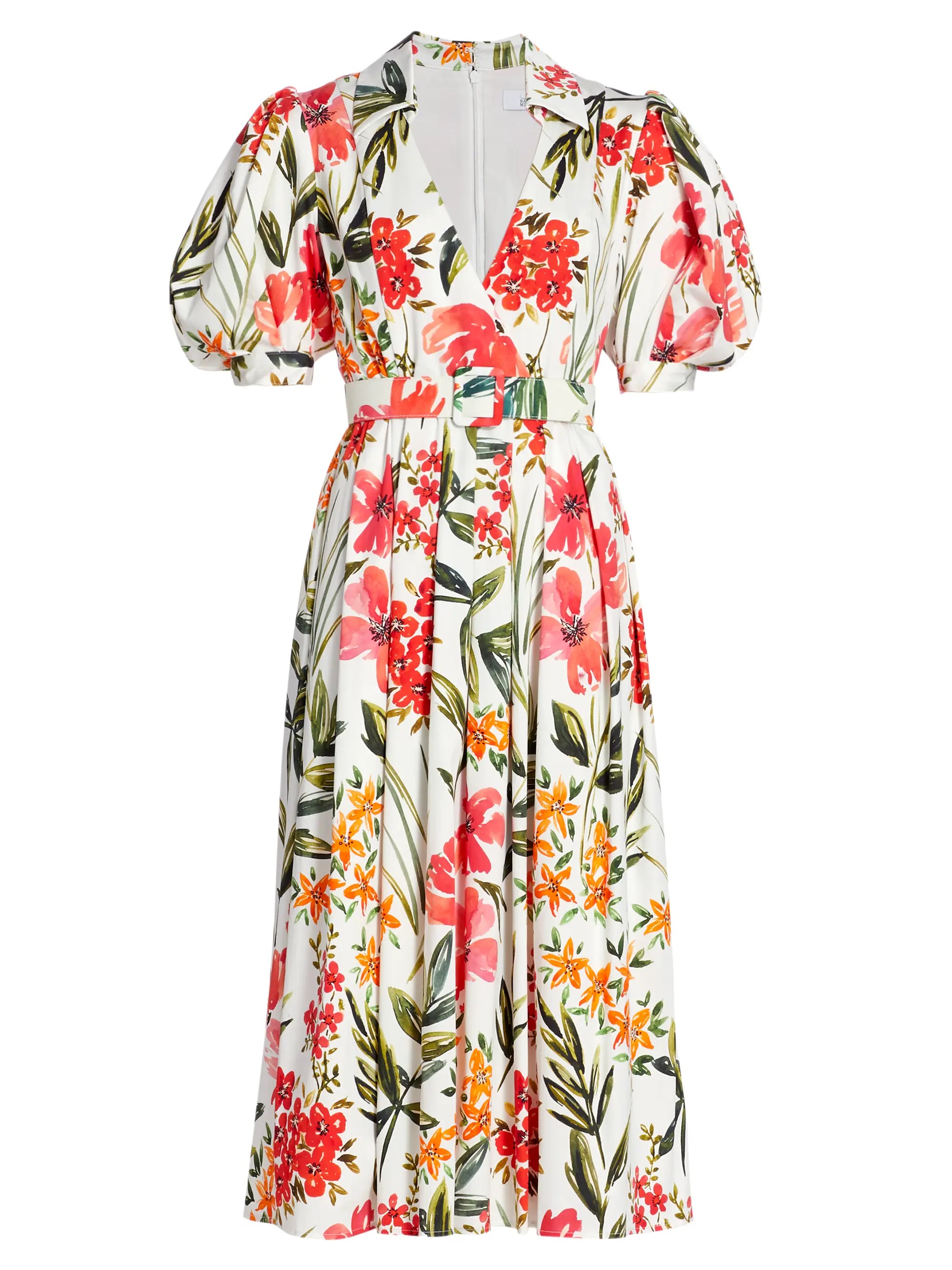 Shop badgley mischka dresses at bloomingdales.com. Shop Badgley Mischka Floral Stretch Cotton Puff Sleeve Dress Saks Fifth Avenue