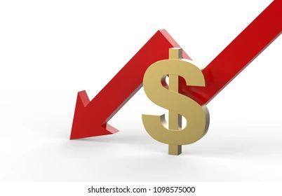 Decrease Dollar Value Concept Golden Dollar Stock Illustration - Incredible Nature Art - Mobile