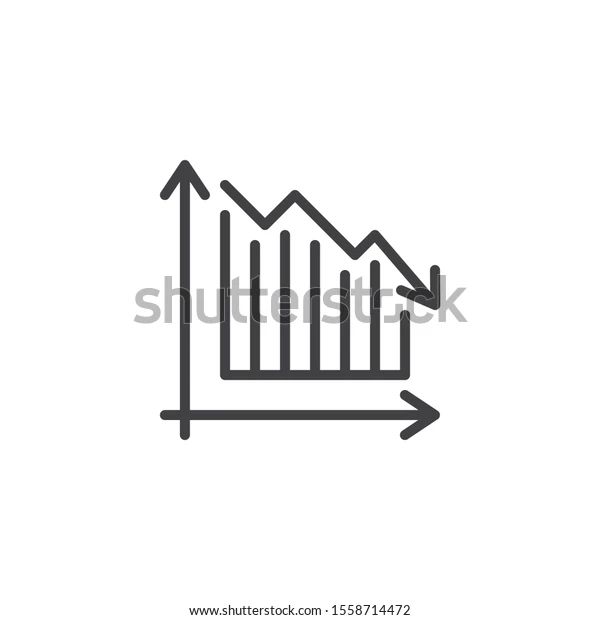 Decrease Diagram Line Icon Falling Graph Stock Vector Royalty Free - Premium Space Design Gallery - HD
