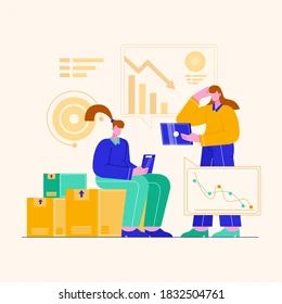 Illustration Financial Decrease Crisis Concept Business Stock Vector - Premium Minimal Photo Gallery - Full HD