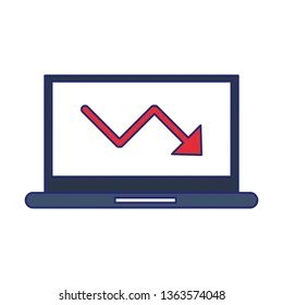 Laptop Decrease Statistics Arrow Symbol Blue Stock Vector Royalty Free - Best Nature Arts in Ultra HD
