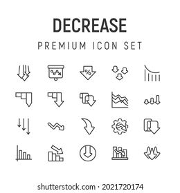 Decrease Line Icons Signs Set Vector Decrease Outline Concept - Gorgeous 8K Ocean Designs | Free Download