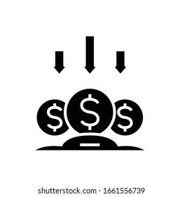 Profit Decrease Black Icon Concept Illustration Vector Flat Symbol - High Quality Mountain Background - Retina