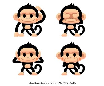 Have several of these little guys on a scrapbook page. Vector Set Cute Monkey Different Actions Stock Vector Royalty Free 1242895546 Shutterstock