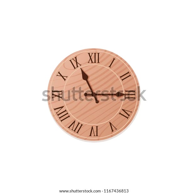 Wall Clock Isolated Vector Round Wooden Stock Vector Royalty Free 1167436813