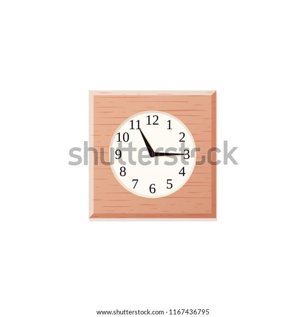 Wall Clock Isolated Vector Square Wooden Stock Vector Royalty Free 1167436795