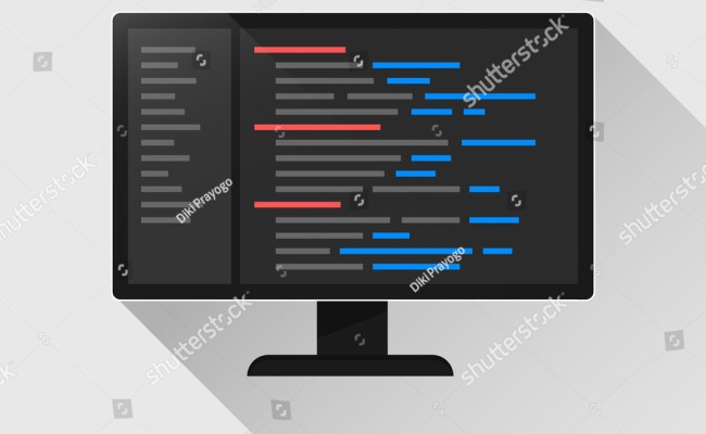 Programming Coding On Computer Screen Software Stock Vector (Royalty ...