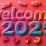 2025 Welcome Gradient Emboss Text Effect On Red Powerpoint Background ...