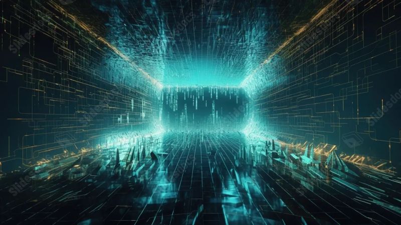 Digital Data Flow Cyberspace Stream Background Binary Technology Matrix Visualization Stock - Best Geometric Patterns in Ultra HD