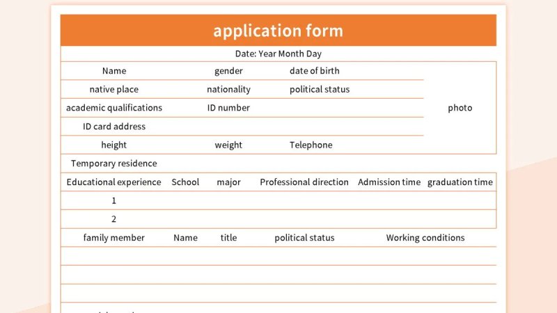 Free Application Form Excel Application Form Templates For Google ...