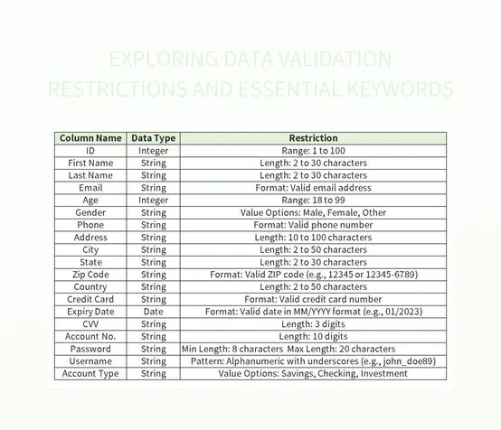Free Data Validation Templates For Google Sheets And Microsoft Excel - Download High Quality Dark Design | Mobile