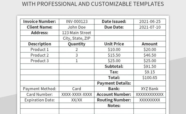 Invoice Templates Streamline Your Billing Process Excel Template And ...