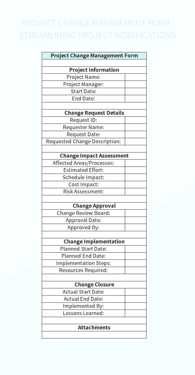 Project Change Management Form - Streamlining Project Modifications ...