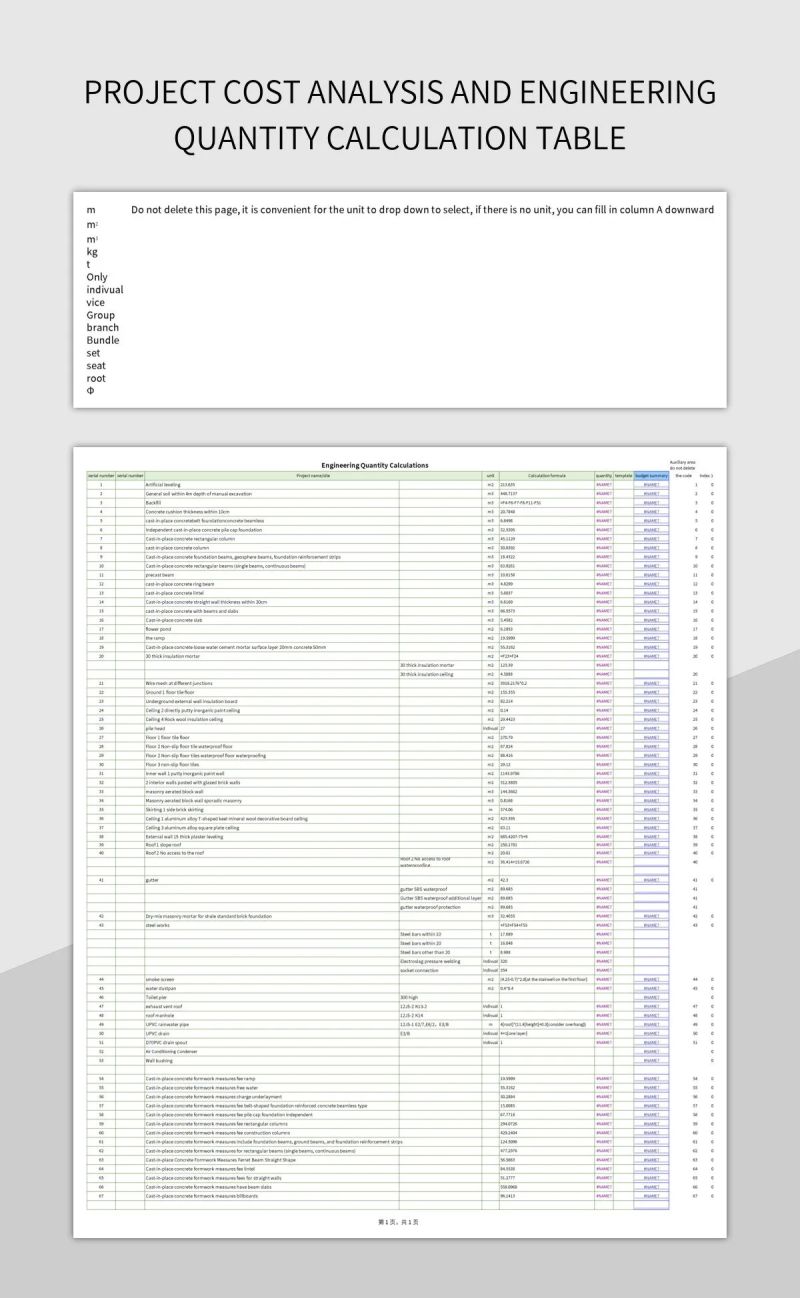 Free Automatic Engineering Quantity Calculation Table Templates For Google Sheets And Microsoft - Download Stunning Landscape Pattern | 8K