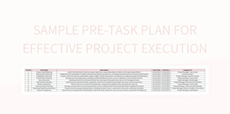 Project Planning Sample For Effective Execution Excel Template And Google Sheets File For Free - Perfect Light Texture - Retina