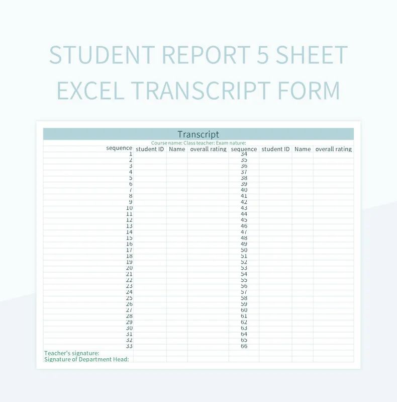 Final Student Transcript Grades Report Card Excel Template And Google - Mobile Nature Images for Desktop