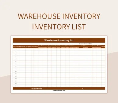 Warehouse inventory inventory list excel template and google sheets