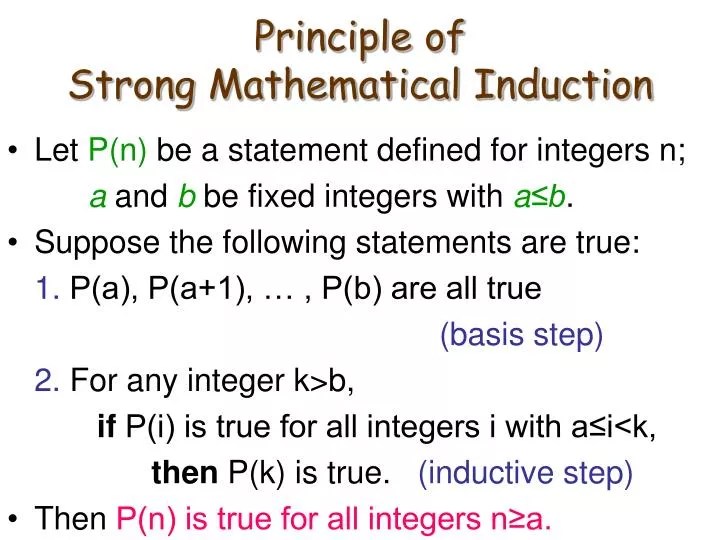 Ppt Principle Of Strong Mathematical Induction Powerpoint