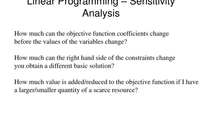 PPT - Linear Programming – Sensitivity Analysis PowerPoint Presentation ...