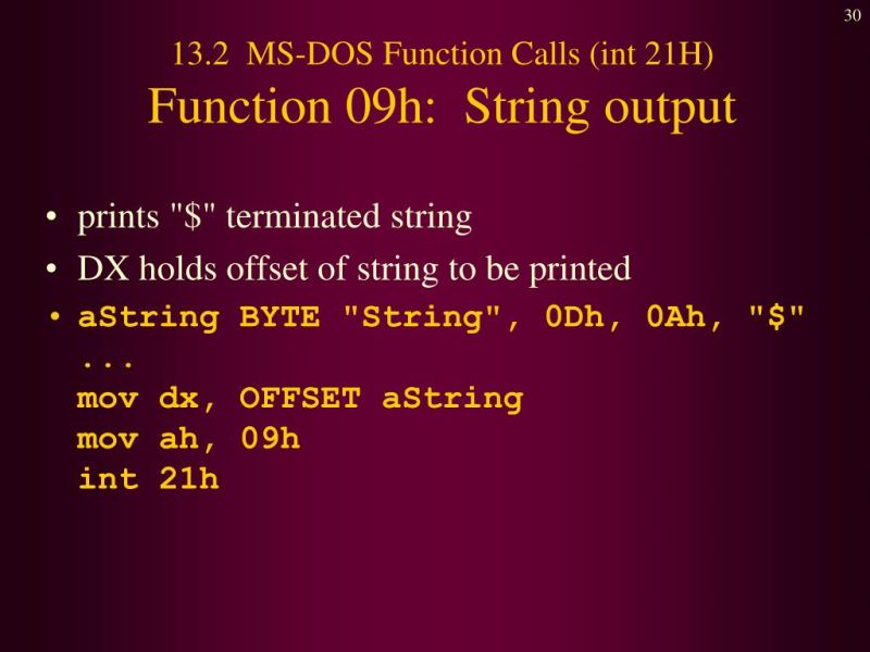 Int 21h Dos Function Call Pdf String Computer Science Subroutine - Gradient Image Collection - HD Quality