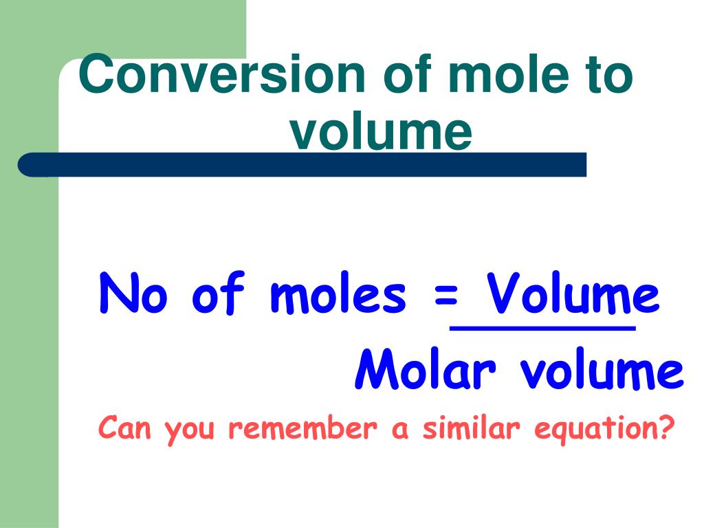 How to find mole with volume