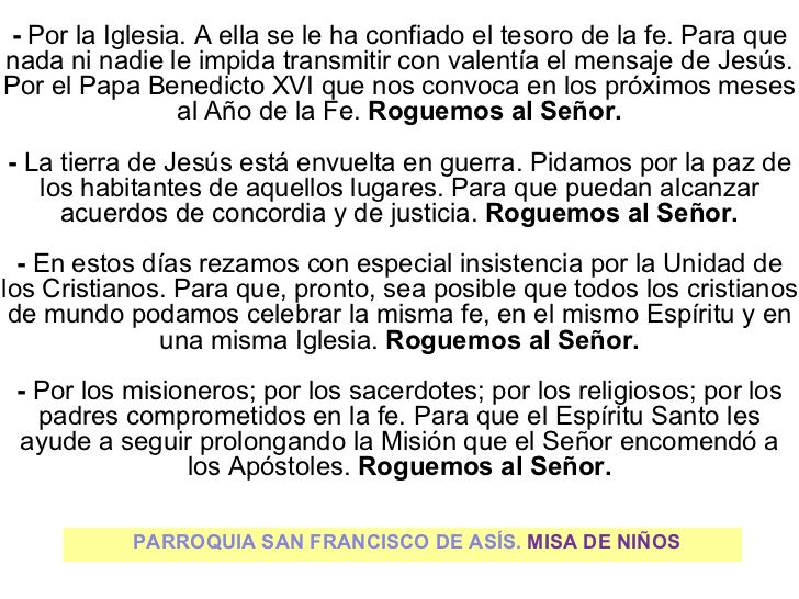 Te pedimos, señor, por nuestra iglesia, para que viva con mucha . Imagenes Para Una Misa Imagui