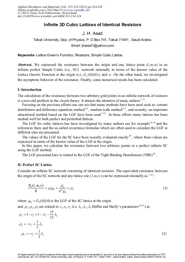 24 Infinite 3 D Cubic Lattices Of Identical Resistors