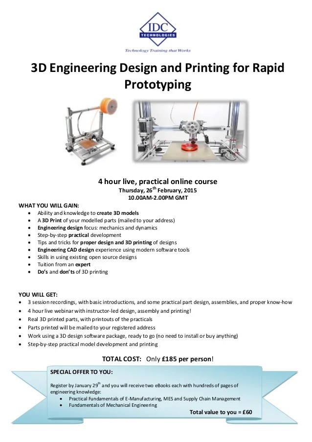 3d Engineering Design And Printing For Rapid Prototyping