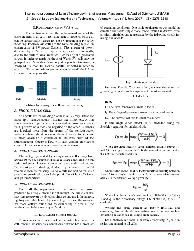 Modeling Combined Effect Of Temperature Irradiance Series Modeling Combined Effect Of Temperature Irradiance Series