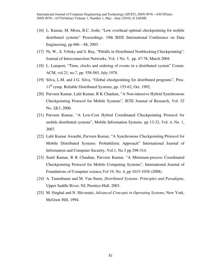 A Minimum Process Coordinated Checkpointing Protocol For Mobile Distributed System Pdf - Retina Geometric Arts for Desktop