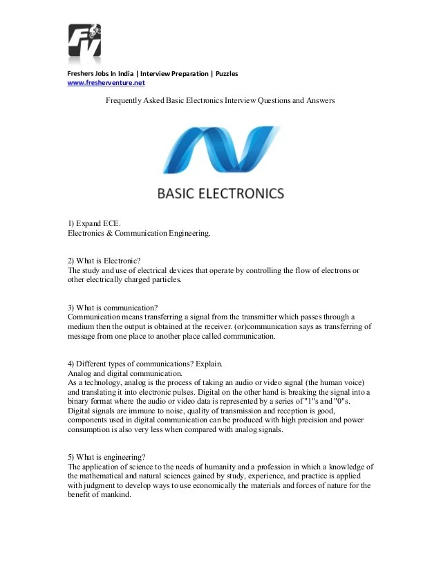 Basic Electronic Interview Questions And Answers