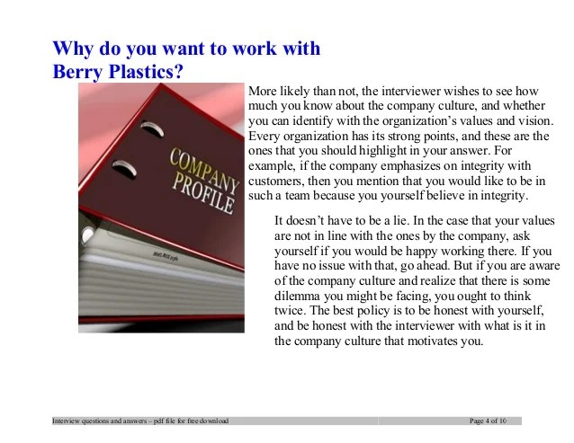 Berry Plastics Interview Questions And Answers