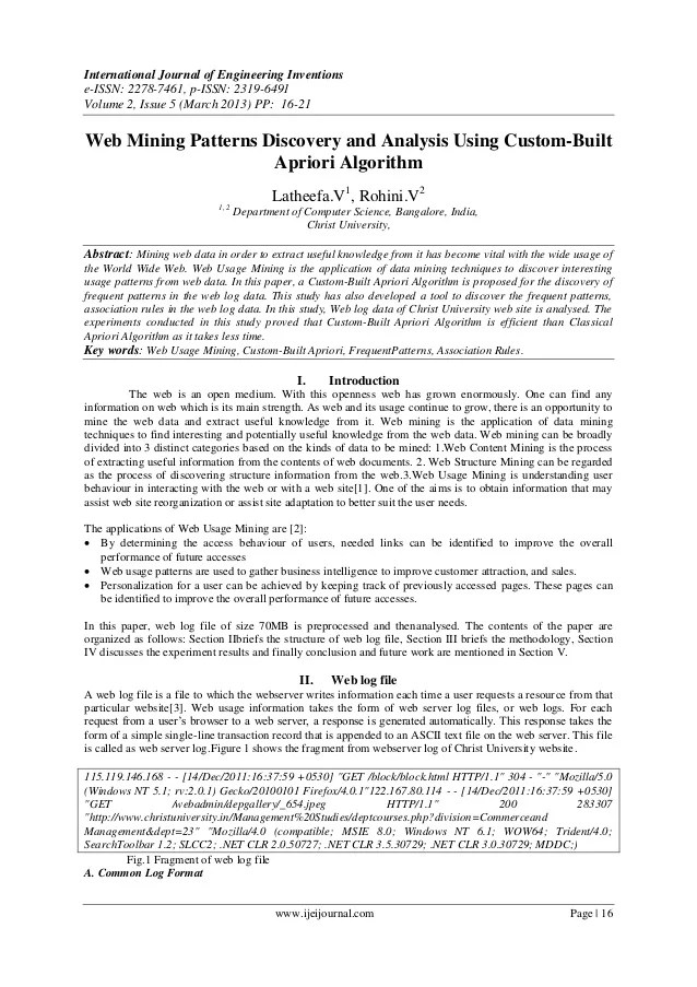 Web Mining Patterns Discovery And Analysis Using Custom