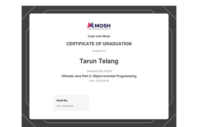 Dev Pratap Singh On Linkedin Completion Certificate For Object Oriented Programming In Java - Classic Mountain Background - 4K