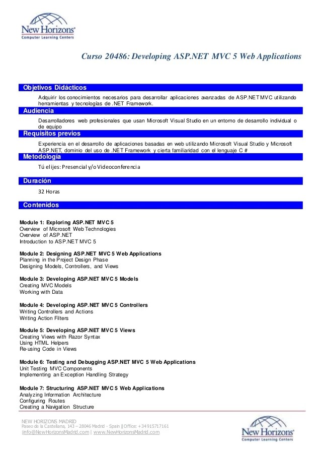 Curso 20486 Developing Asp Net Mvc 5 Web Applications New