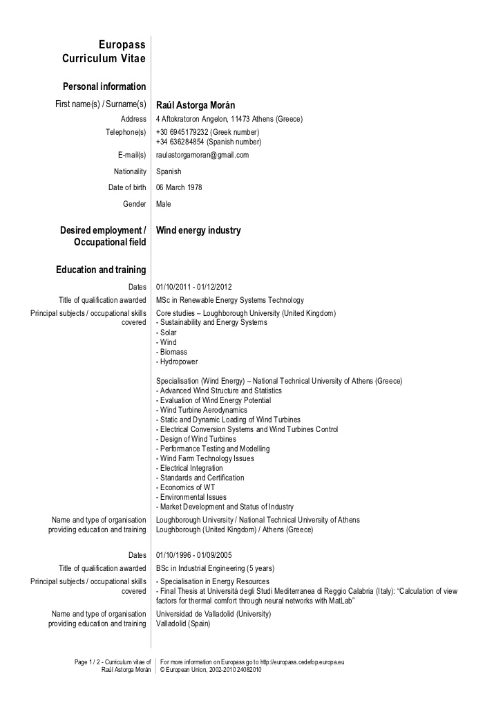 Word, google docs, indesign resume templates. Europass Cv Template English Word