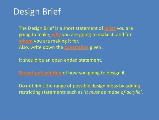 Design Brief For Engineering Design Process