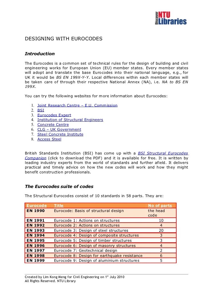 Designing With Eurocodes