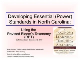 Developing essential (power) standards with rbt