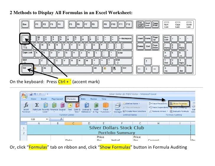 Display the formulas in the worksheet.