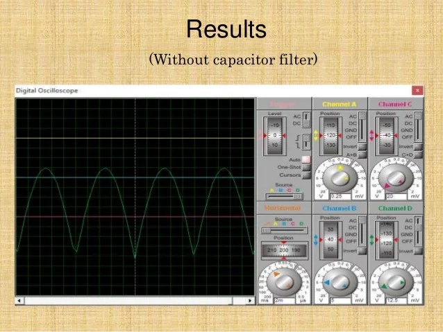 Full Wave Bridge Rectifier Simulation With Without Filter