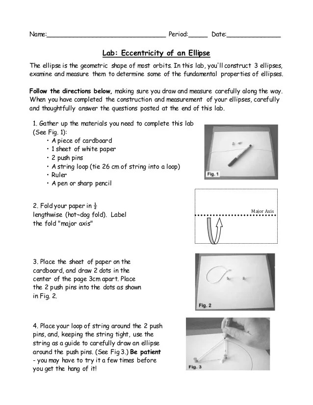 Students will be able to: Ellipse Lab
