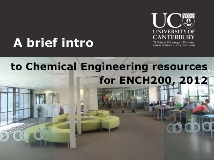 A Brief Introduction To Chemical Engineering Resources For