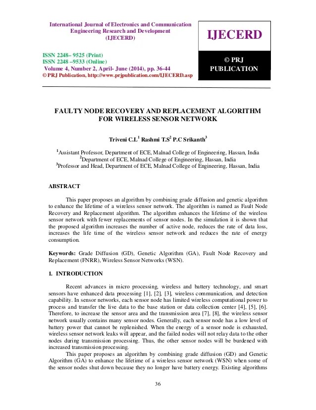 Faulty Node Recovery And Replacement Algorithm For Wireless