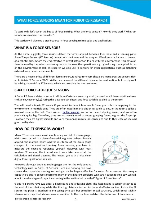 Force Sensors In Robotics Research