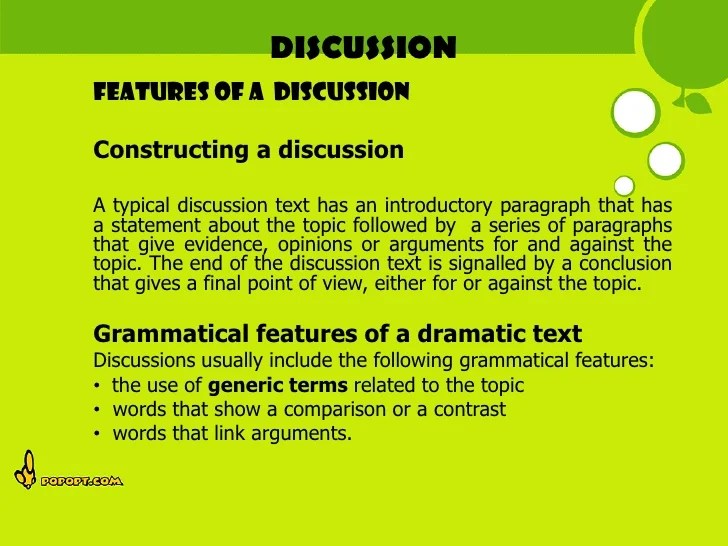 All papers from this agency should be properly referenced. Generic Structure Of Discussion Text In English Sedang