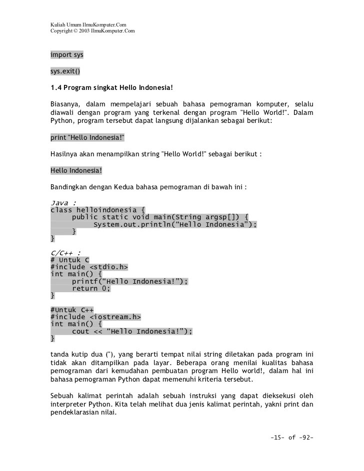 modul ini merupakan bahan pembelajaran wajib, yang digunakan dalam pelatihan guru pasca ukg bagi guru smk. Hendri Python