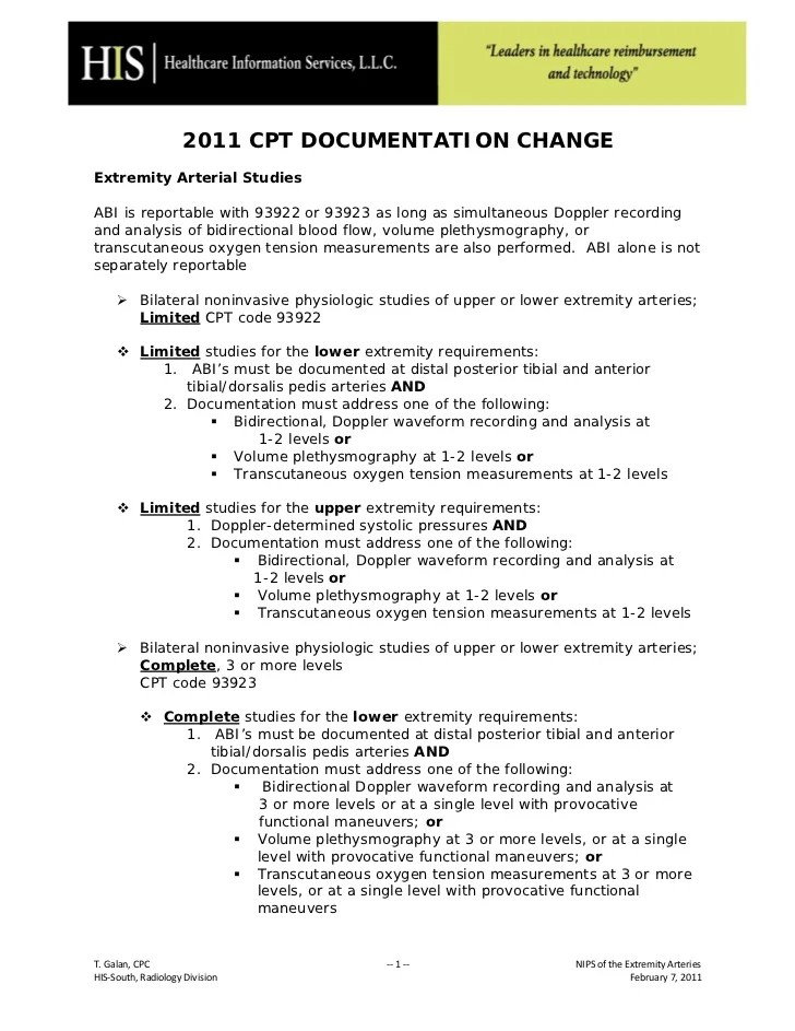 2011 Cpt Documentation Change From His