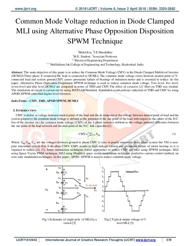Simulation Analysis Of Three Level Diode Clamped Multilevel